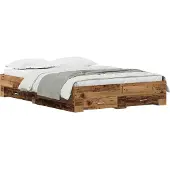 Syfax Bettrahmen mit Schubladen Altholz 135 x 190 cm Holzwerkstoff