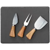 Zeller Käse-Servierset, Edelstahl/Holz/Stein, 24x18 cm, schwarz