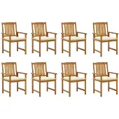 vidaXL Eleganten-Stil Gartenstühle mit Kissen 8 Stk. Massivholz Akazie DE5864962