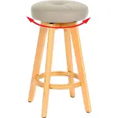 MCW Barhocker Boras, Barstuhl Tresenhocker, Holz Kunstleder drehbar taupe, helle Beine