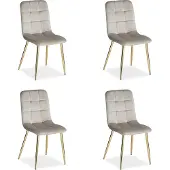 Homestyle4u Esszimmerstühle 4er Set Gold Polsterstuhl Leinen Hellgrau Polstersessel Küchenstuhl Metall