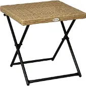 Outsunny Beistelltisch Gartentisch Klapptisch klappbar Polyrattan Natur