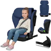 Lionelo Kindersitz Neal i-Size 100-150 cm, bis 12 Jahren, Verstellbare Kopfstütze, Zusätzliches Seitenschutzsystem, Neigungsverstellung der Rückenlehne Blau