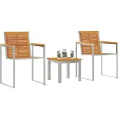 vidaXL Sonnenliege 3 pcs Braun Massives Akazienholz und Edelstahl