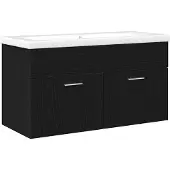 vidaXL Badezimmerschrank Schwarz Eichen-Optik 90 x 38,5 x 46 cm