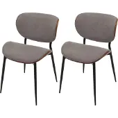 Mendler 2er-Set Esszimmerstuhl MCW-O45, Bugholz Stoff (370g/m²) MVG- Walnuss-Optik, hellgrau