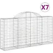vidaXL Gabionen mit Hochbogen 7 Stk. 200x30x100/120cm Verzinktes Eisen