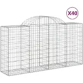 vidaXL Gabionen mit Hochbogen 40 Stk 200x50x100/120cm Verzinktes Eisen