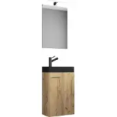 VCM 3-tlg Set | Waschplatz für Gäste WC | Gästebad | Waschtisch mit Spiegel | Badezimmer Set – Slito SP-BL