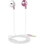 Akashi , Kabelgebundene Kopfhörer mit 3,5-mm-Klinke und integriertem Mikrofon, Rosa