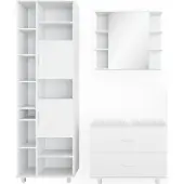 Vicco Badmöbel-Set Ilias Weiß 3 Teile, mit Hochschrank, Model 34647