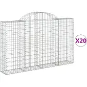 vidaXL Gabionen mit Hochbogen 20Stk. 200x30x120/140cm Verzinktes Eisen