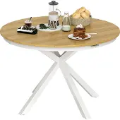 Outsunny Gartentisch Ø118cm, Wetterfest Balkontisch aus Aluminium Lattendesign