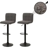 Mendler 2er-Set Barhocker MCW-G87, Tresenhocker Barstuhl, höhenverstellbar drehbar, Stoff Boucle (450g/m²) MVG dunkelgrau
