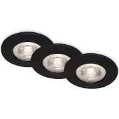 Briloner LED Einbauleuchten Einbaustrahler Bad 3er Set dimmbar schwarz 4,9W Ø9cm