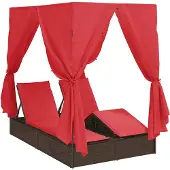 Syfax Doppelte Sonnenliege Rot 205 x 129 x 200 cm Poly-Rattan
