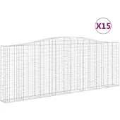 vidaXL Gabionen mit Hochbogen 15Stk. 400x30x140/160cm Verzinktes Eisen