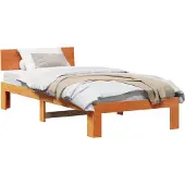 Syfax Bettrahmen Wachsbraun 75 x 190 cm Massives Kiefernholz