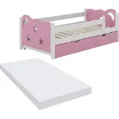 VitaliSpa Kinderbett Jessica Rosa 70x140 cm mit Schublade und Matratze, Model 40339
