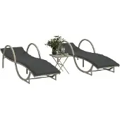 Prolenta Maison Exclusive - Sonnenliegen 2 Stk. mit Tisch Hellgrau Poly Rattan