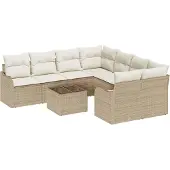 vidaXL Gartensofa-set 9 stk. 8-Sitzanzahl Beige und Creme