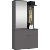 Akord Eingangsmöbel-Set ENTRO mit Kleiderschrank und Spiegel Graphitgrau 95x35x183 cm