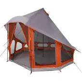 vidaXL Tipi Zelt mit Dach Grau und Orange 404 x 370 x 270 cm Taft