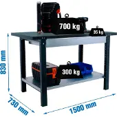 Simonwork (bancos De Trabajo) Werkbank SIMONWORK BT6L PRO METAL 1BOX 1500 ANTHRAZIT mit Parafuser