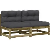 vidaXL Gartensofas ohne Armlehnen mit Kissen 2 Stk. Kiefernholz