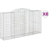 vidaXL Gabionen mit Hochbogen 8 Stk. 300x50x160/180cm Verzinktes Eisen