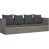 Syfax Outdoor-Loungebett mit Kissen Grau Poly Rattan