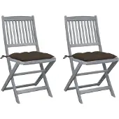 Prolenta Maison Exclusive - Klappbare Gartenstühle 2 Stk. mit Kissen Massivholz Akazie