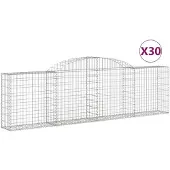vidaXL Gabionen mit Hochbogen 30 Stk. 300x30x80/100cm Verzinktes Eisen