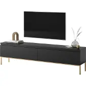 Selsey Bemmi - TV-Lowboard Schwarz mit goldenen Füßen, 175 cm
