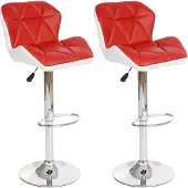 Mendler 2er-Set Barhocker MCW-A92, Barstuhl Tresenhocker, Kunstleder rot
