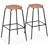 Oviala Set Hocker aus Kunstleder Braun - York