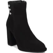 MACIEJKA Schwarze Veloursleder-Stiefelette Reißverschluss Mandelform 9,5 cm Stilettoabsatz Modell 0622501007
