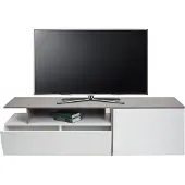Mendler TV-Rack MCW-L34, Lowboard Fernsehtisch Sideboard TV-Schrank Kommode, Holz 45x161x40cm Staufach, Beton-Optik weiß