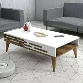 Dmora Couchtisch Saiph 105x34,6x60h cm Braun, Mit Zeitschriftenablage