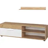 Vicco Lowboard & Regal Berno Goldkraft Eiche/Weiß mit 1 Klappe, Model 55461