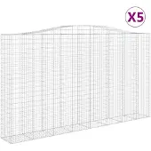 vidaXL Gabionen mit Hochbogen 5 Stk. 400x50x220/240cm Verzinktes Eisen