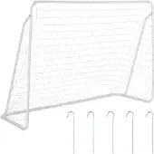 Relaxdays Fußballtor Garten, Kinder & Erwachsene, Soccertor groß, HBT: 153x217x75 cm, Metall, stabiles Tor Fußball, weiß