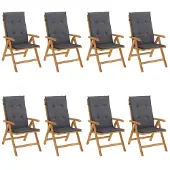 Syfax Gartenstühle mit Auflagen 8 Stk. Massivholz Teak