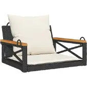 vidaXL Hängesessel mit Kissen Schwarz 63x62x40 cm Poly Rattan
