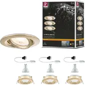 Paulmann Einbauspot Nova, 3er, gold, dimmbar, IP65, 2.700 K dimmbar, messing / gold, für Badezimmer, Aluminium, Modern, Einbaustrahler