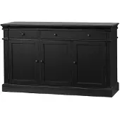 Ebuy24 Amaretta Sideboard antik schwarz patiniert, mit 3 Türen und 3 Schubladen Breite 142 cm, Höhe 86 cm.