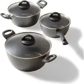 Stoneline CERAMIC Keramik Kochgeschirr-Set 6-teilig 18/20/24 | mit Deckeln