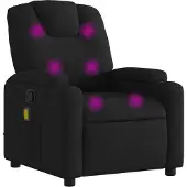Syfax Massagesessel Schwarz Stoff 74 x 88 x 97 cm (B x T x H) mit manueller Liegefunktion und Vibrationsfunktion