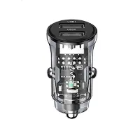 EKO , Autoladegerät 15W Doppelt USB-A QuickCharge 3.0, Schwarz transparent