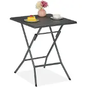 Relaxdays Gartentisch, klappbar, HxBxT: 73 x 62 x 62 cm, Rattanoptik, Kunststoff, Stahl, wetterfester Balkontisch, grau
